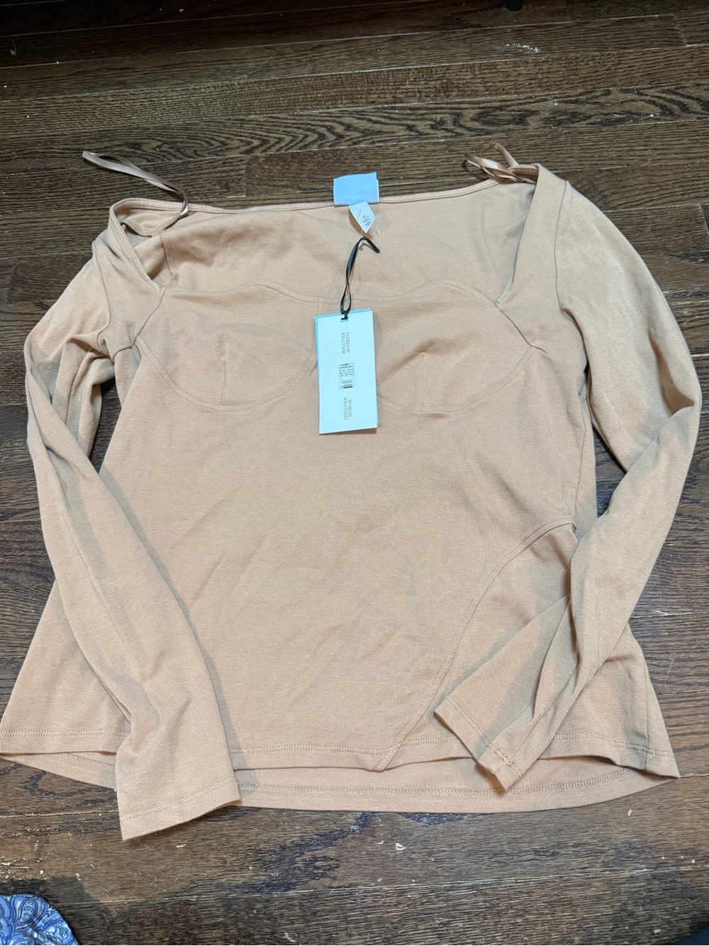 Long Sleeve Square Neck Top in Nude